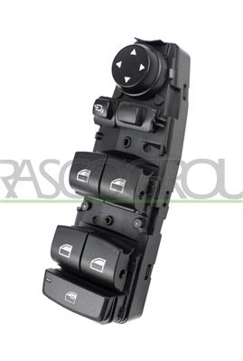 FRONT DOOR LEFT WINDOW REGULATOR PUSH-BUTTON PANEL-BLACK-4 SWITCHES-WITH FOLDABLE MIRROR FUNCTION-8 PINS