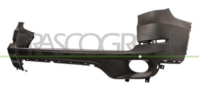 REAR BUMPER-PRIMED-WITH TWIN ROUND EXHAUST-WITH PDC+SENSOR HOLDERS-WITH TOW HOOK COVER