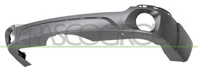 REAR BUMPER-LOWER-BLACK-TEXTURED-WITH MOLDING HOLES-WITH SINGLE ROUND EXHAUST HOLE ON RIGHT AND LEFT SIDE MOD. EXCELLENCE/EXPERIENCE