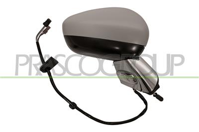 DOOR MIRROR RIGHT-ELECTRIC-HEATED-FOLDABLE-PRIMED-WITH SENSOR-WITH LAMP-CONVEX-CHROME BASE-11PINS