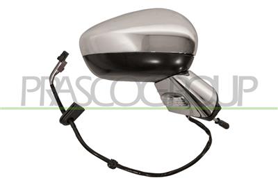 DOOR MIRROR RIGHT-ELECTRIC-HEATED-PRIMED-LAMP-FOLDABLE-SENSOR-CHROME BASE-CHROME COVER-CONVEX-11PINS
