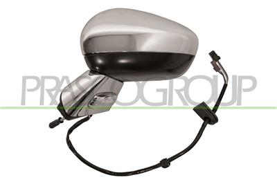 ESPEJO IZQUIERDO-ELECTRICO-IMPRIMADO-TERMICO-ABATIBLE-CON PILOTO-BASE CROMADA-CARCASA CROMADA-CONVEXO-9PINESS