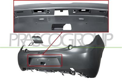 REAR BUMPER-PRIMED-WITH TOW HOOK COVER-WITH MOLDING HOLES