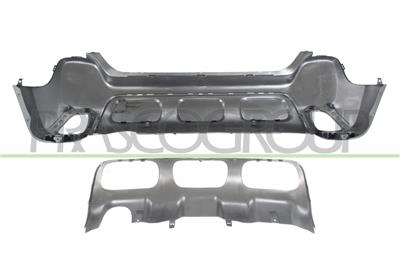 REAR BUMPER-BLACK-TEXTURED FINISH-WITH TOW HOOK COVER-WITH MOLDING-WITH PDC AND PARK ASSIST CUTTING MARKS