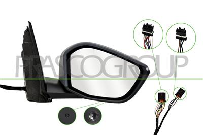 DOOR MIRROR RIGHT-ELECTRIC-PRIMED-HEATED-FOLDABLE-WITH LAMP-WITH SENSOR-WITH AMBIENT LIGHT-CONVEX-12 PINS