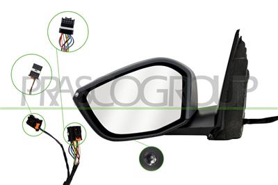 RETROVISORE SINISTRO-ELETTRICO-CON PRIMER-TERMICO-CHIUDIBILE-CON FANALE-CON LUCE CORTESIA-CON BLIS-CONVESSO-12 PINS