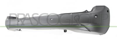 REAR BUMPER-BLACK-TEXTURED FINISH-WITH TOW HOOK COVER-WITH PDC HOLES+SUPPORTS-WITH PARK ASSIST