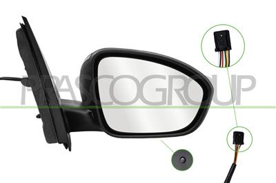 DOOR MIRROR RIGHT-ELECTRIC-PRIMED-HEATED-WITH SENSOR-CONVEX-7 PINS
