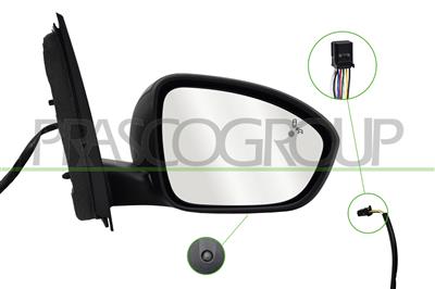 DOOR MIRROR RIGHT-ELECTRIC-PRIMED-HEATED-WITH SENSOR-WITH BLIS-CONVEX-9 PINS