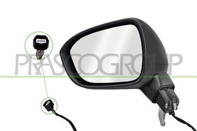 SPIEGEL LINKS-ELEKTRISCH-GRUNDIERT-HEIZBAR-ABKLAPPBAR-MIT BLINKER-KONVEX-9 PINS MOD. TEKNA, N-CONNECTA
