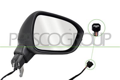 DOOR MIRROR RIGHT-ELECTRIC-PRIMED-HEATED-FOLDABLE-WITH LAMP-WITH BLIS-CONVEX-9 PINS