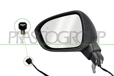 DOOR MIRROR LEFT-ELECTRIC-PRIMED-HEATED-FOLDABLE-WITH LAMP-WITH BLIS-CONVEX-9 PINS