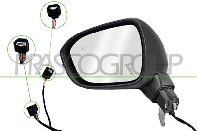 DOOR MIRROR LEFT-ELECTRIC-PRIMED-HEATED-FOLDABLE-WITH LAMP-WITH BLIS-WITH CAMERA-CONVEX-13 PINS