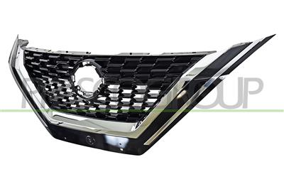 RADIATOR GRILLE-BLACK-GLOSSY-WITH CHROME MOLDING-WITH CAMERA VIEW HOLE