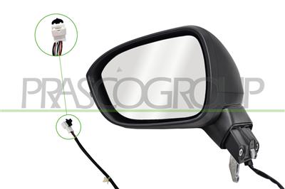 DOOR MIRROR LEFT-ELECTRIC-HEATED-PRIMED-WITH LAMP-WITH BLIS-CONVEX-9 PINS MOD. VISIA