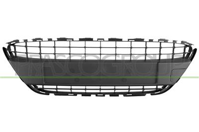 GRIGLIA PARAURTI ANTERIORE-CENTRALE-NERA-GOFFRATA-CON FORI CORNICE-CON TAPPO COPRI GANCIO
