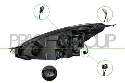 HEADLAMP RIGHT H7+H1 ELECTRIC-WITH MOTOR-WITH DAY RUNNING LIGHT-CHROME-LED