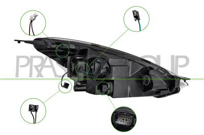 SCHEINWERFER LINKS-H7+H1-MIT LWR-MIT MOTOR-MIT TAGFAHRLICHT-VERCHROMT-LED
