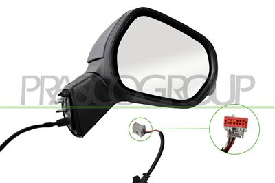 DOOR MIRROR RIGHT-ELECTRIC-PRIMED-HEATED-WITH LAMP-CONVEX-6 PINS