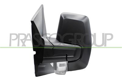 DOOR MIRROR LEFT-MANUAL BLACK-WITH LAMP-CONVEX-CHROME