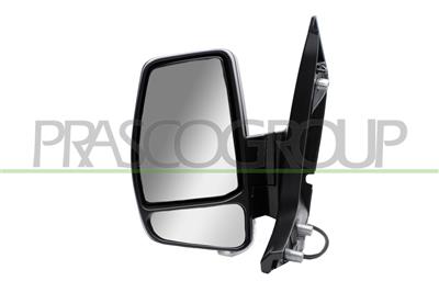 DOOR MIRROR LEFT-MANUAL BLACK-WITH LAMP-CONVEX-CHROME