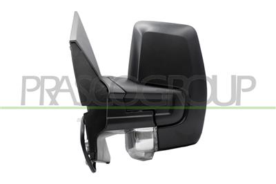 DOOR MIRROR LEFT-ELECTRIC-BLACK-WITH LAMP-FOLDABLE-CONVEX-CHROME