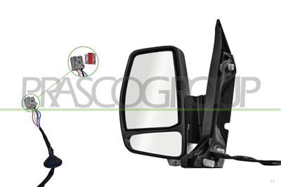 ESPEJO IZQUIERDO-ELECTRICO-NEGRO-TERMICO-CON PILOTO-CONVEXO-6 PINES