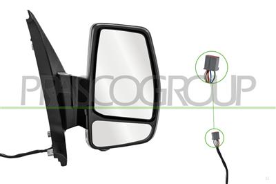 DOOR MIRROR RIGHT-ELECTRIC-PRIMED-HEATED-WITH LAMP-CONVEX-6 PINS