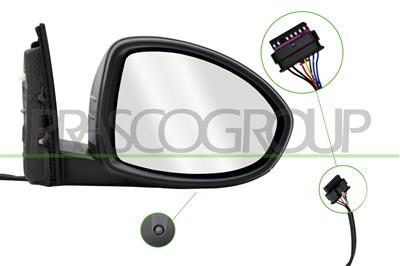 DOOR MIRROR RIGHT-ELECTRIC-PRIMED-HEATED-WITH SENSOR-CONVEX-7 PINS