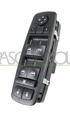 FRONT DOOR LEFT WINDOW REGULATOR PUSH-BUTTON PANEL-BLACK-4 SWITCHES-21 PINS MOD. 14 >