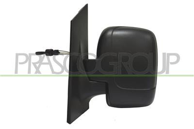 DOOR MIRROR LEFT-CABLE-BLACK-CONVEX-CHROME-SINGLE GLASS