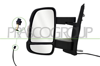 DOOR MIRROR LEFT-MANUAL-BLACK-WITH AMBER LAMP-CONVEX-MEDIUM ARM-2 PINS