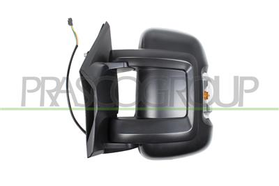 DOOR MIRROR LEFT-ELECTRIC-BLACK-HEATED-WITH LAMP-SHORT ARM-16W LAMP-8 PINS