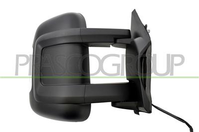 DOOR MIRROR RIGHT-ELECTRIC-BLACK-HEATED-WITH CLEAR LAMP-CONVEX-MEDIUM ARM-8 PINS