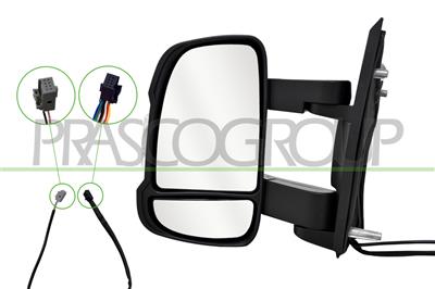 RETROVISORE SINISTRO-ELETTRICO-NERO-TERMICO-CON FANALE BIANCO-CON SONDA-BRACCIO MEDIO-CONVESSO-10 PINS