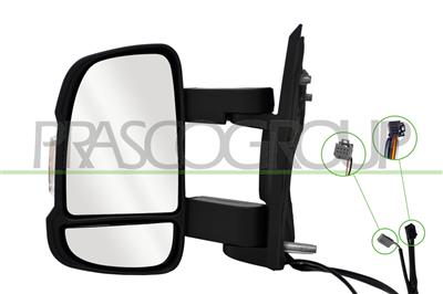 DOOR MIRROR LEFT-ELECTRIC-HEATED-BLACK-WITH SENSOR-WITH AMBER LAMP-SHORT ARM-CONVEX-MEDIUM ARM-8 PINS