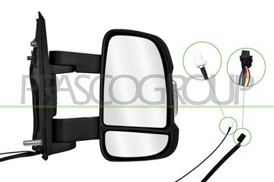 RETROVISORE DESTRO-ELETTRICO-NERO-TERMICO-CON FANALE-CON ANTENNA RADIO-LAMPADINA 5W-BRACCIO MEDIO-CONVESSO-9 PINS