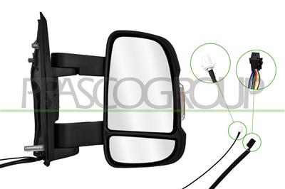 RETROVISORE DESTRO-ELETTRICO-NERO-TERMICO-CON FANALE-CON ANTENNA RADIO-LAMPADINA 16W-BRACCIO MEDIO-CONVESSO-9 PINS