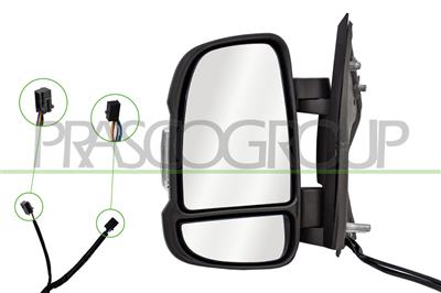 RETROVISORE SINISTRO-ELETTRICO-NERO-TERMICO-CHIUDIBILE-CON FANALE-CON SONDA-LAMPADINA 5W-BRACCIO CORTO-CONVESSO-12 PINS