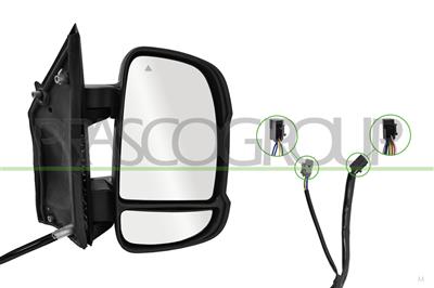 RETROVISORE DESTRO-ELETTRICO-NERO-TERMICO-CHIUDIBILE-CON FANALE-LAMPADINA 16W-CON BLIS-BRACCIO CORTO-CONVESSO-12 PINS