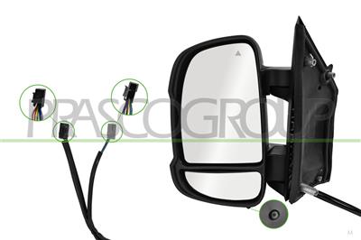 RETROVISORE SINISTRO-ELETTRICO-NERO-TERMICO-CHIUDIBILE-CON FANALE-LAMPADINA 16W-CON SONDA-CON BLIS-BRACCIO CORTO-CONVESSO-14 PIN