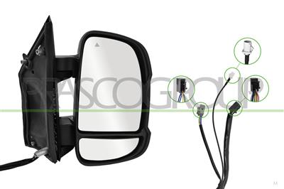 RETROVISORE DESTRO-ELETTRICO-NERO-TERMICO-CHIUDIBILE-CON FANALE-LAMPADINA 16W-CON BLIS-BRACCIO CORTO-CON ANTENNA RADIO-CONVESSO-13 PINS
