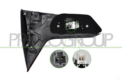 TAIL LAMP RIGHT-INNER-WITH BULB HOLDER-DARK BASE-LED