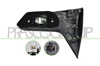 HECKLEUCHTE LINKS INNEN MIT FASSUNG-MIT DUNKLER BASIS-LED