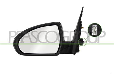 DOOR MIRROR LEFT-ELECTRIC-PRIMED-WITH LAMP-CONVEX-5 PINS