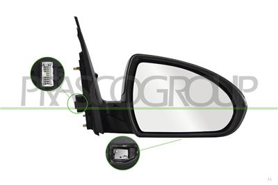 ESPEJO DERECHO ELECTRICO-IMPRIMADO-TERMICO-ABATIBLE-CON SONDA-CON LUZ CORTESIA-CONVEXO-10 PINES