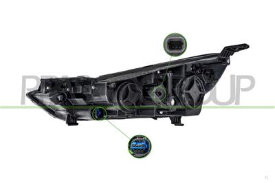 HEADLAMP RIGHT H7+HB3 ELECTRIC-WITH MOTOR-BRONZE