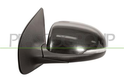 DOOR MIRROR LEFT-ELECTRIC-BLACK-WITH LAMP-CONVEX-CHROME