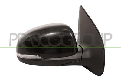DOOR MIRROR RIGHT-ELECTRIC-BLACK-WITH LAMP-FOLDABLE-CONVEX-CHROME