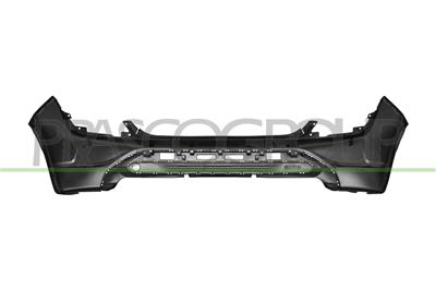 REAR BUMPER-BLACK-SMOOTH-FINISH TO BE PRIMED-WITH CUTTING MARKS FOR SENSORS
